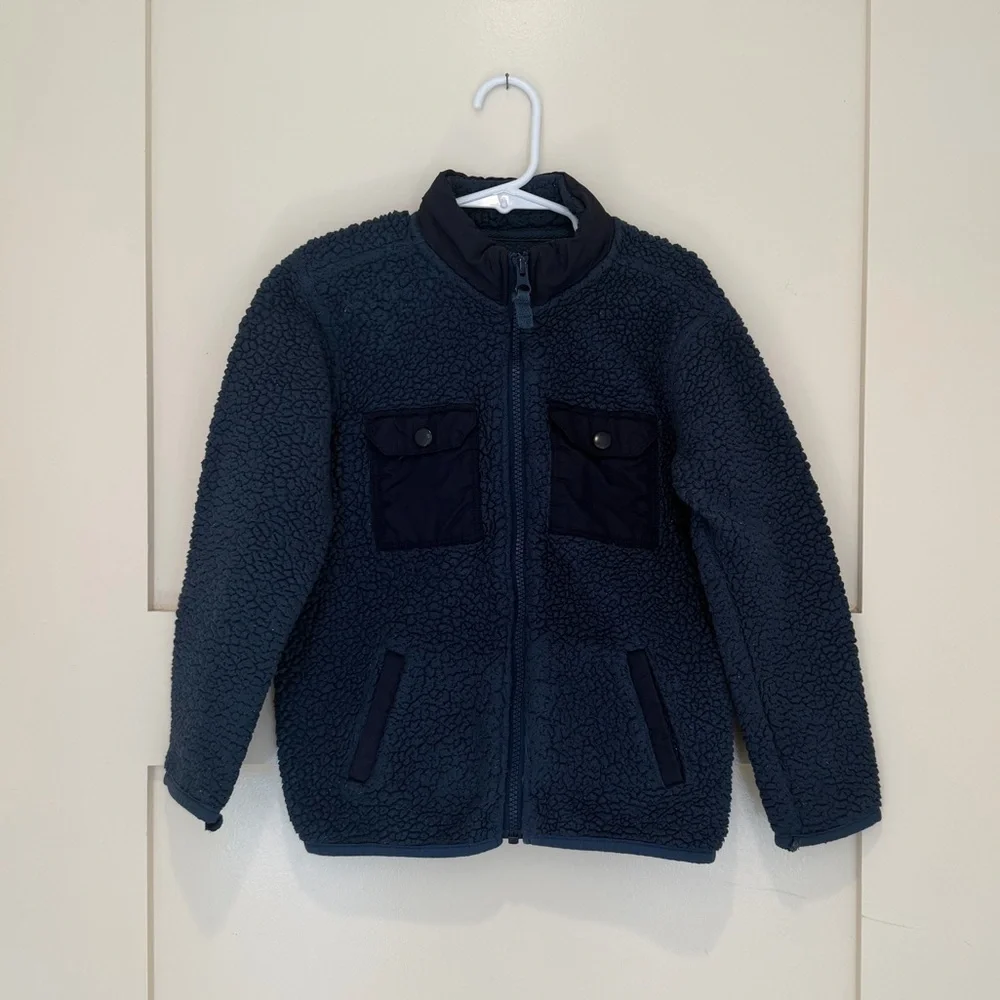 Tucker + Tate Navy Sherpa Fleece Jacket Boys Size 6 Full Zip Cozy Winter